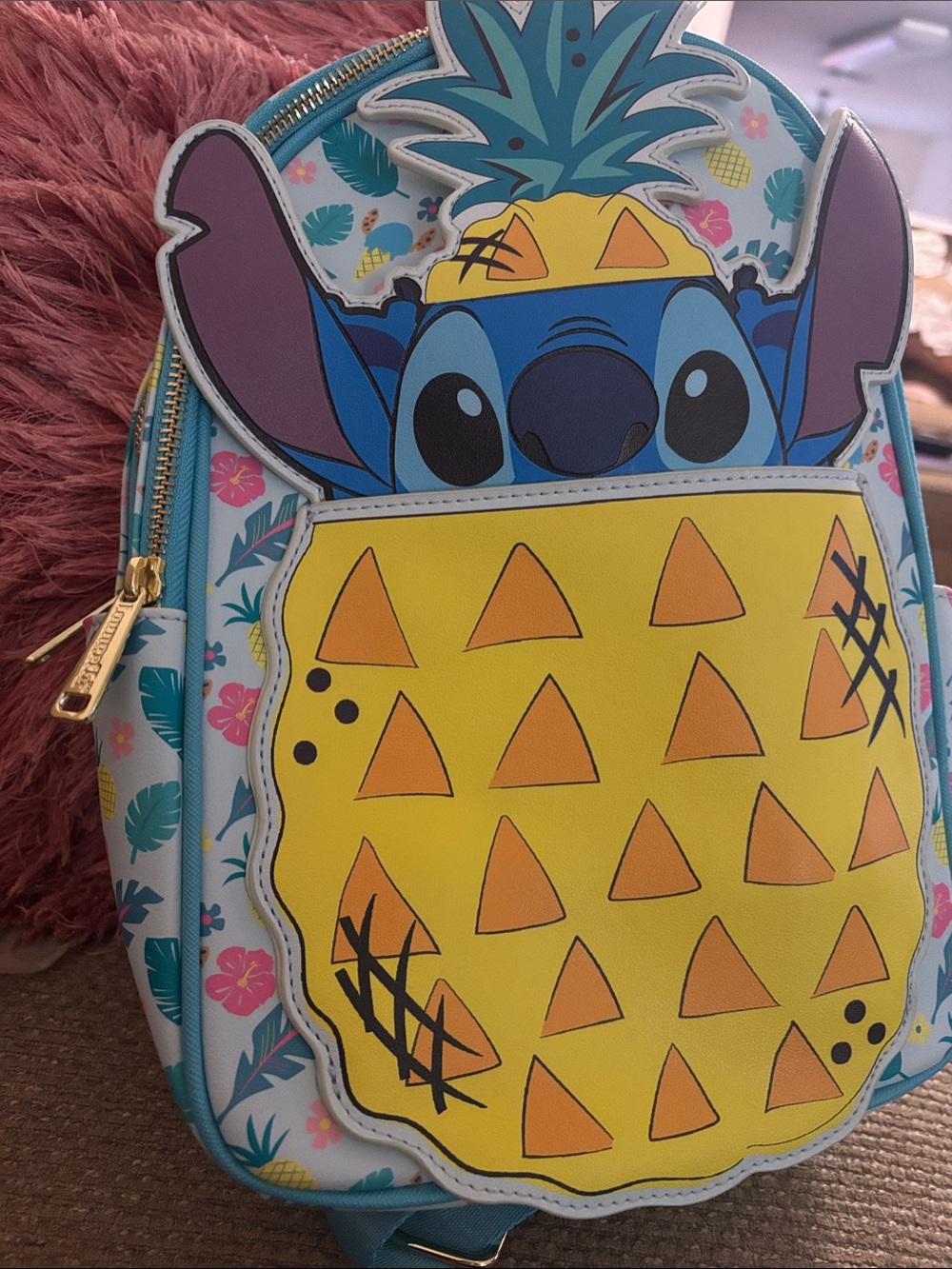 Disney Blue & Yellow Stitch Pineapple Kids Backpack